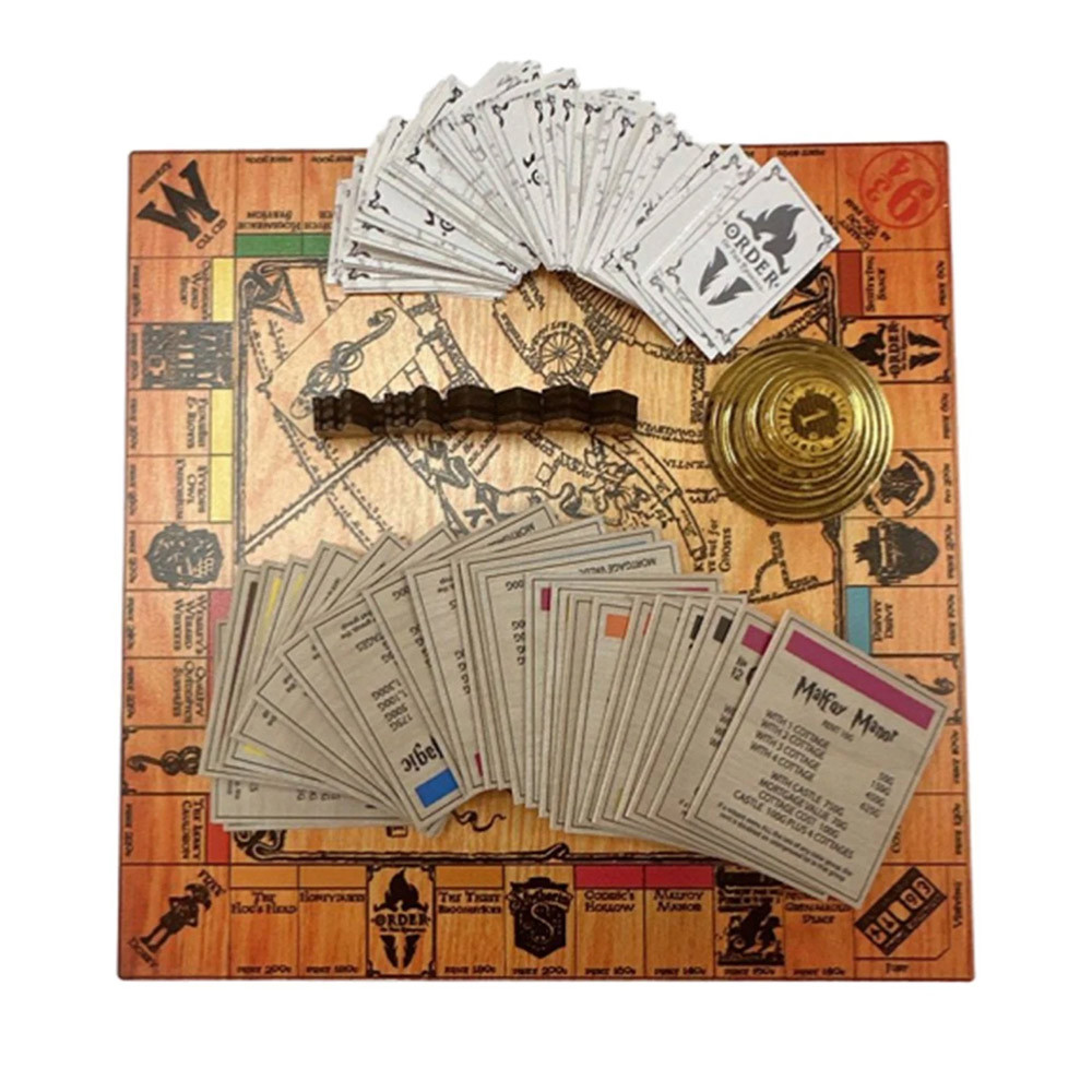 Wizard‑Themed Monopoly Board Game Complete Game Set Wooden‑Style Game Board Cards Tokens Family Part