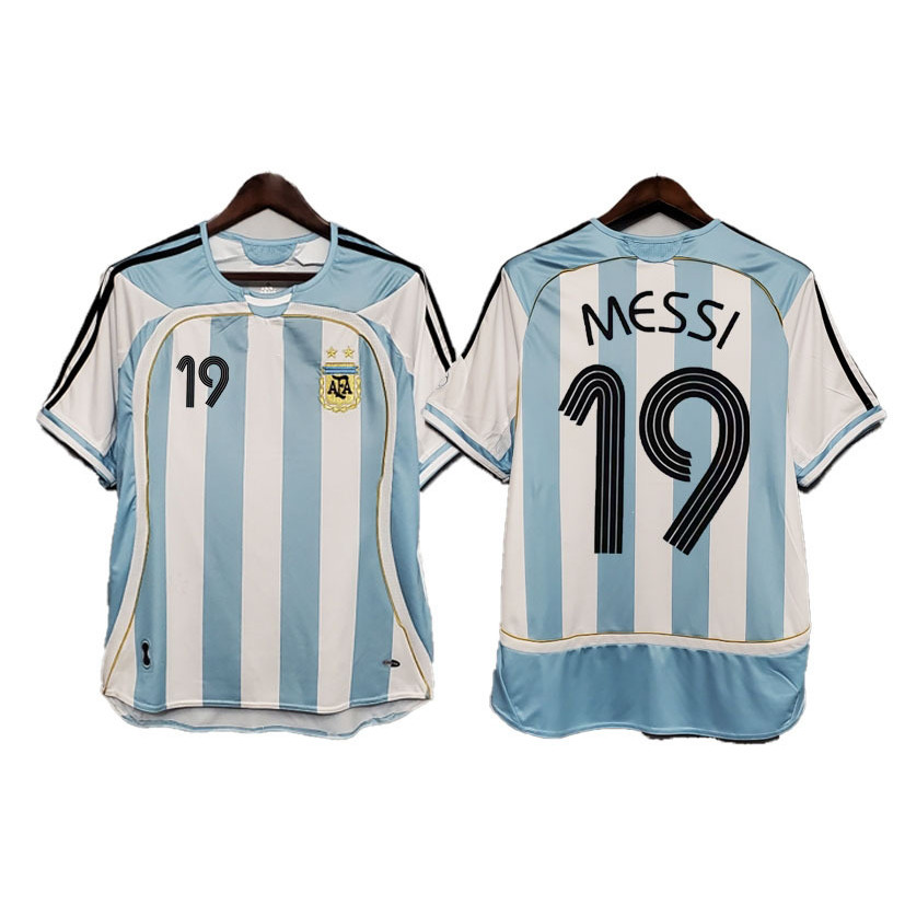 Áo đấu Argentina cổ điển, áo thun người hâm mộ World Cup MESSI