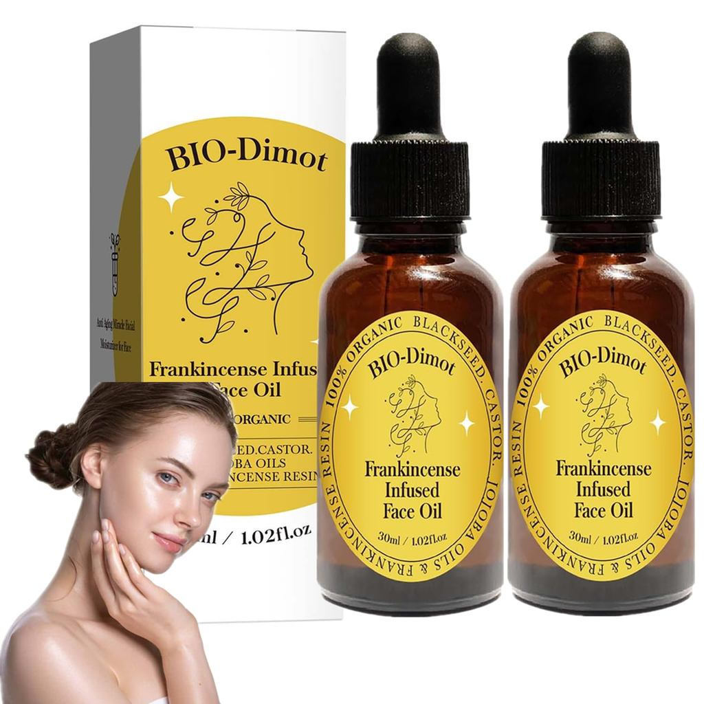 2PC Frankincense Resin Oil Infused Organic Black Seed, Castor & Jojoba Oils for Face Anti-Aging Mira