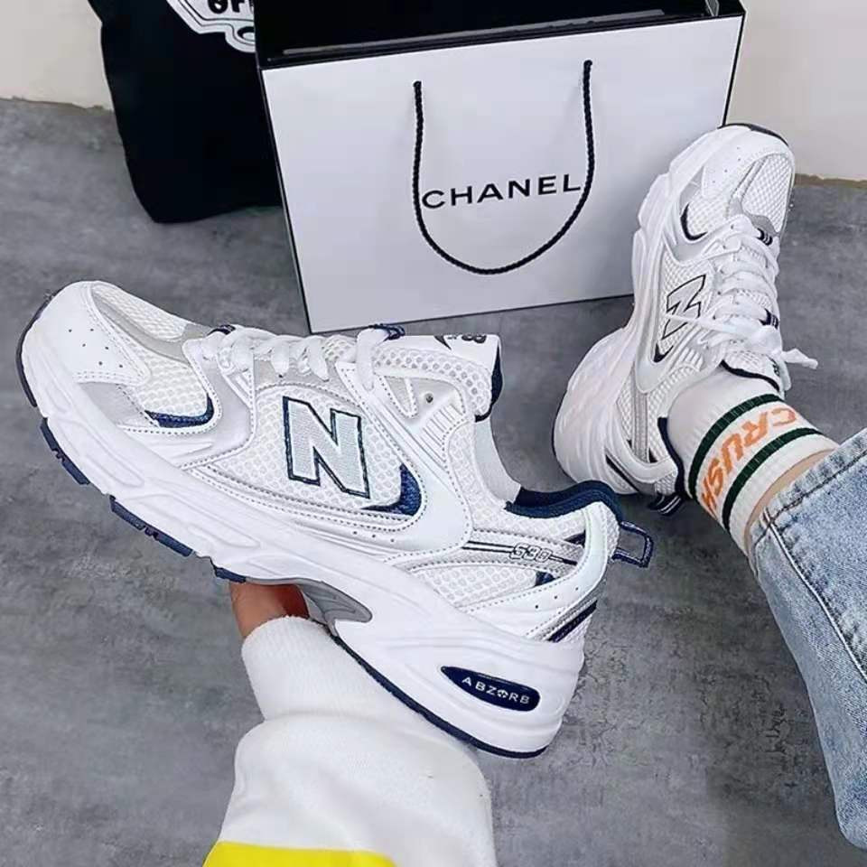 NB530 Series Nhẹ Giày Thể Thao Thường Ngày Dây Unisex Bạc Đen Cho Nam Và Nữ