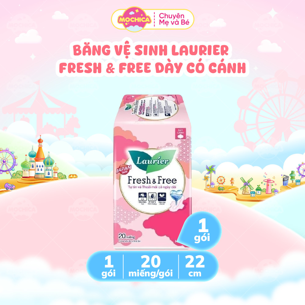 Băng vệ sinh Laurier Fresh & Free Dày Có Cánh 20M-Mochica