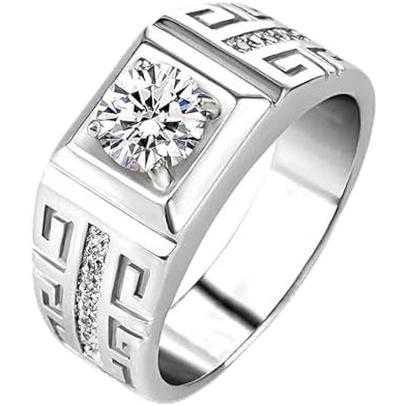 Nhẫn nam Silwan 2 Carat Moissanite, Nhẫn đính hôn vàng trắng 10K 14K 18K, Màu D, Nhẫn cưới cá nhân h