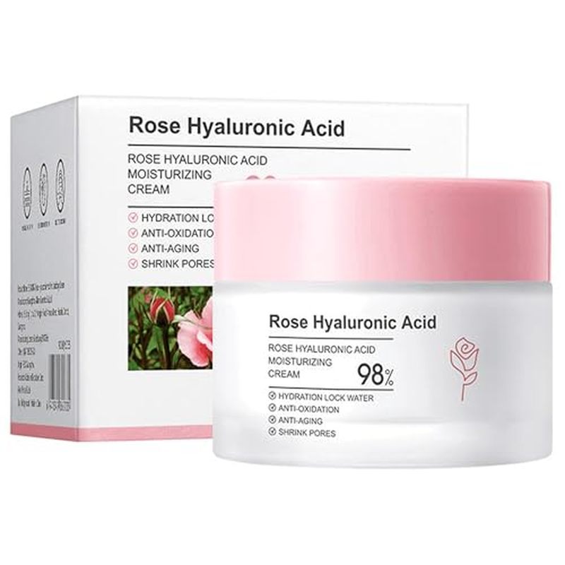 Rose Day Face Cream with Natural Rose Oil, Rose Moisturizing Cream with Hyaluronic Acid, Moisturizin