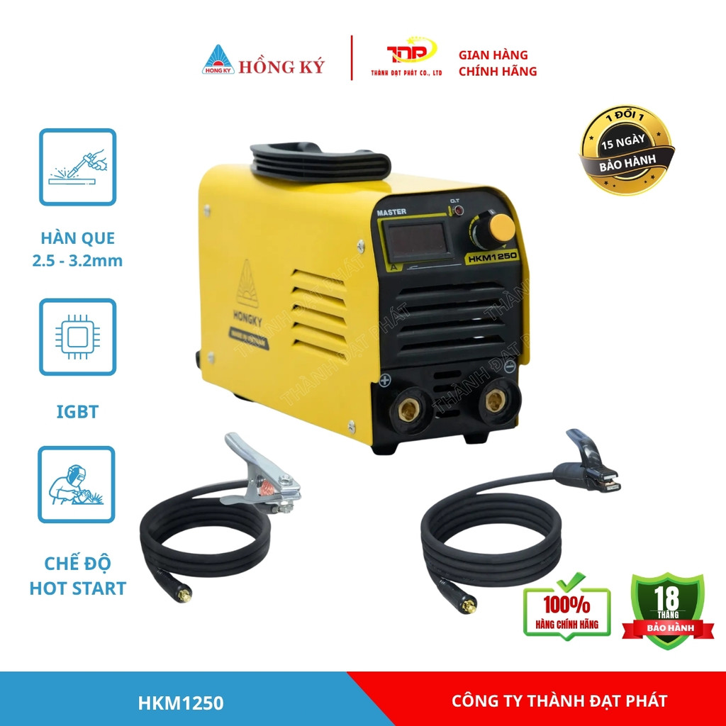 Máy hàn que Hồng Ký Master mini HKM1250 nhỏ gọn siêu khoẻ. Hàn que từ 2.6 - 3.2mm, đặc biệt hàn que 