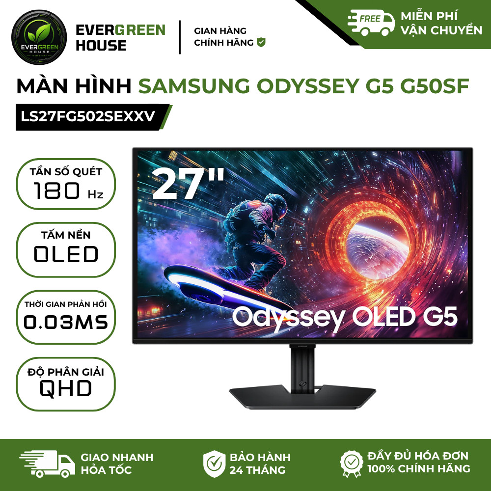 Màn Hình Samsung Gaming 27 Inch Odyssey G5 G50SF QHD 180Hz – LS27FG502SEXXV