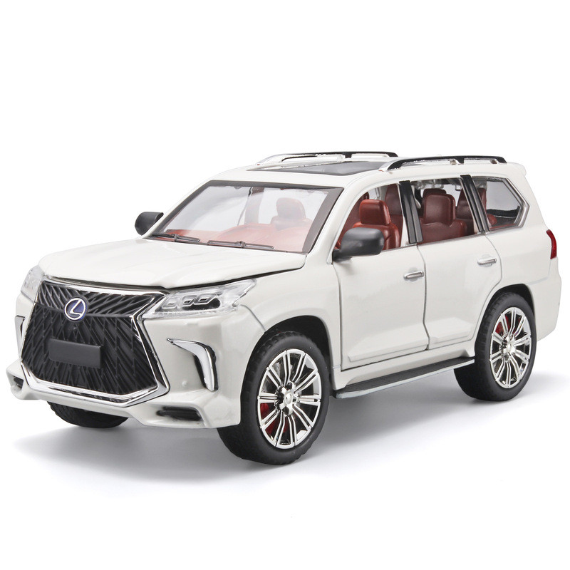 ((Đóng hộp) 1: 24 Mô phỏng Mô hình xe hợp kim Lexus LX570 Kéo lại âm thanh Đồ chơi đồ trang trí xe h