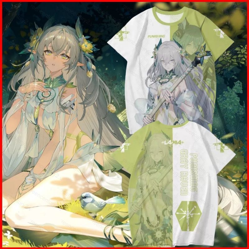 GRAY RAVEN PUNISHING lamia Cosplay vải Full Graphic Áo thun mùa hè Anime tay ngắn hàng đầu