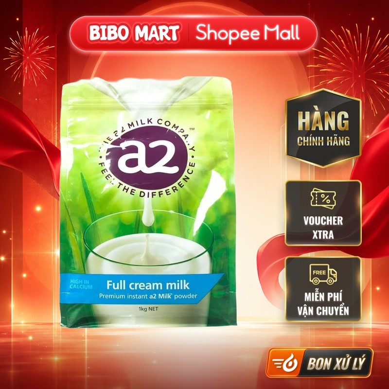 [MALL] Sữa A2 Úc Nguyên Kem 1kg (1Y+) Hỗ Trợ Bổ Sung Vitamin Dưỡng Chất - Bibo Mart