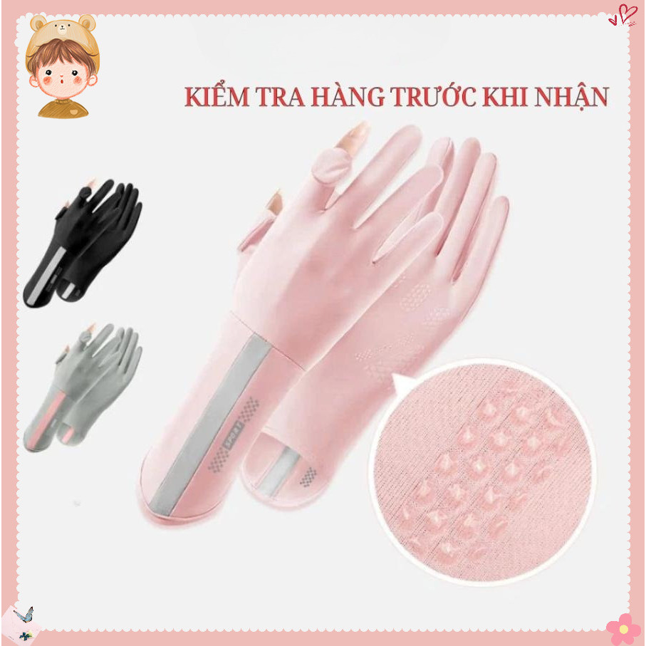 Bao Tay Nữ Chống Nắng UV Lụa Băng Mát Lạnh Đệm Silicon Chống Tuột Upper You Mở Đầu Ngón Tay YKD