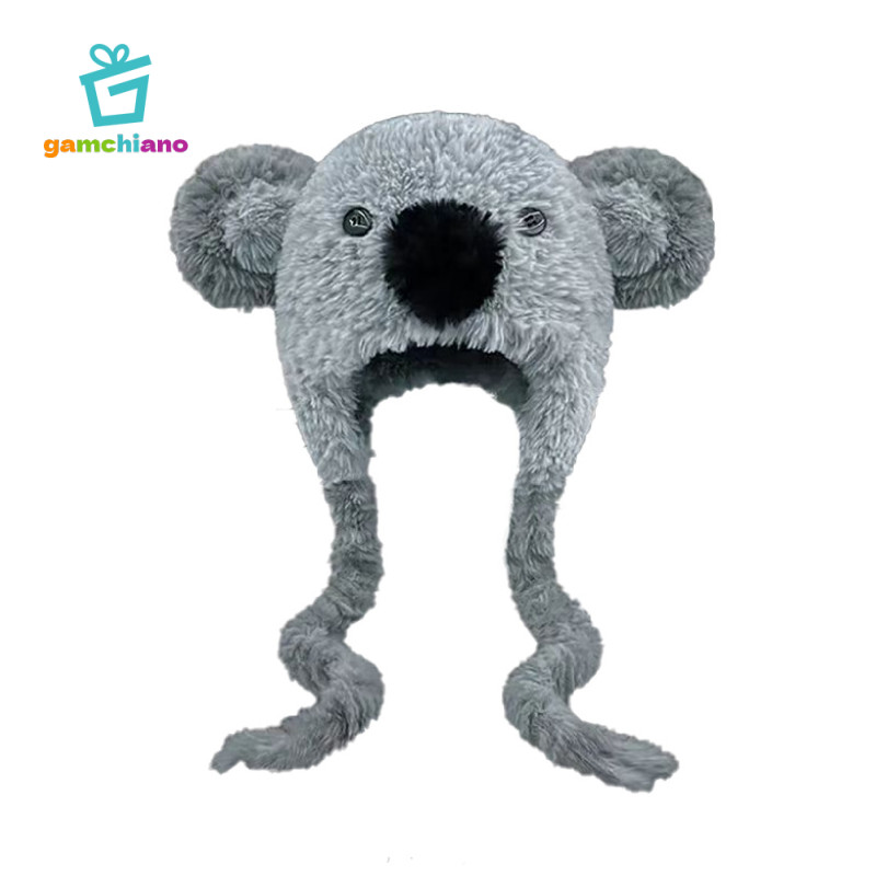 Fuzzy Koala Earflap Mũ Ấm Áp Koala Fuzzy Mũ Chống Gió Mùa Đông Mũ Dành Cho Nữ, Thanh Thiếu Niên
