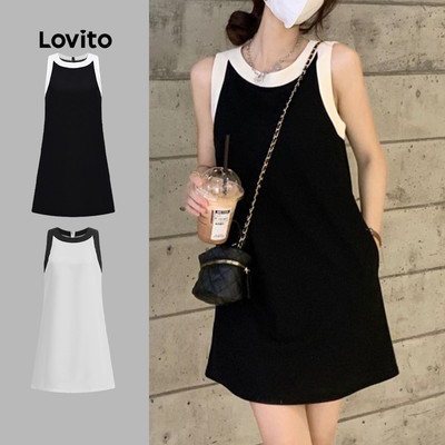 Lovito Phong cách thường ngày Váy Colorblock trơn dành cho nữ L108ED661