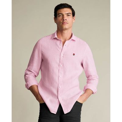CHARLES TYRWHITT - Áo sơ mi nam cổ bẻ tay dài thêu hoa_CSA0009-PNK