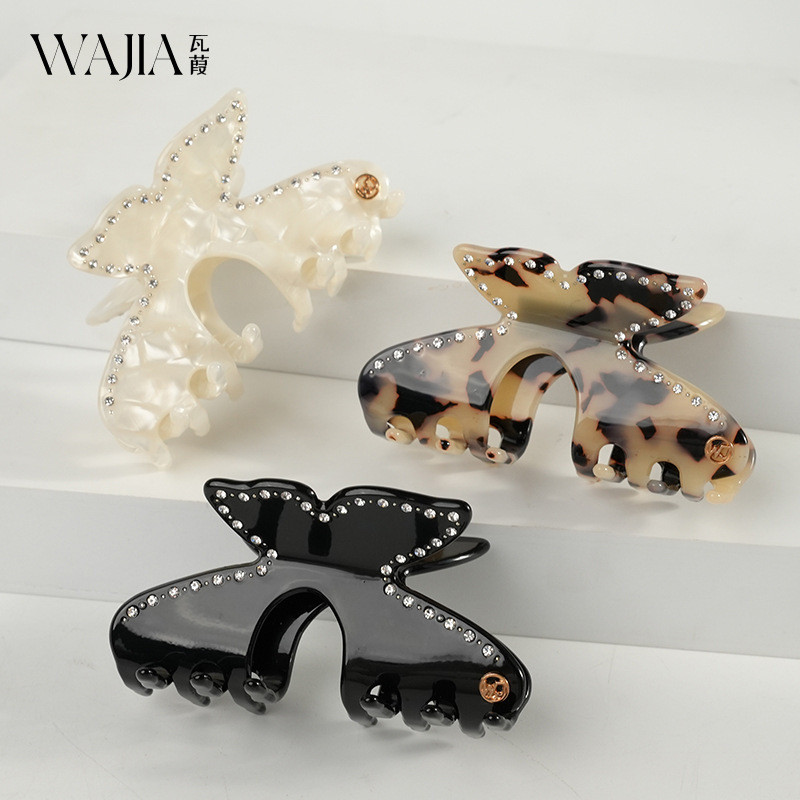 Wjia Acetate Lấy Kẹp Thu Đông Bướm Acetate Lấy Kẹp Kim Cương Giả Cá Mập Kẹp Pháp Cuộn Tóc Lấy Kẹp Me