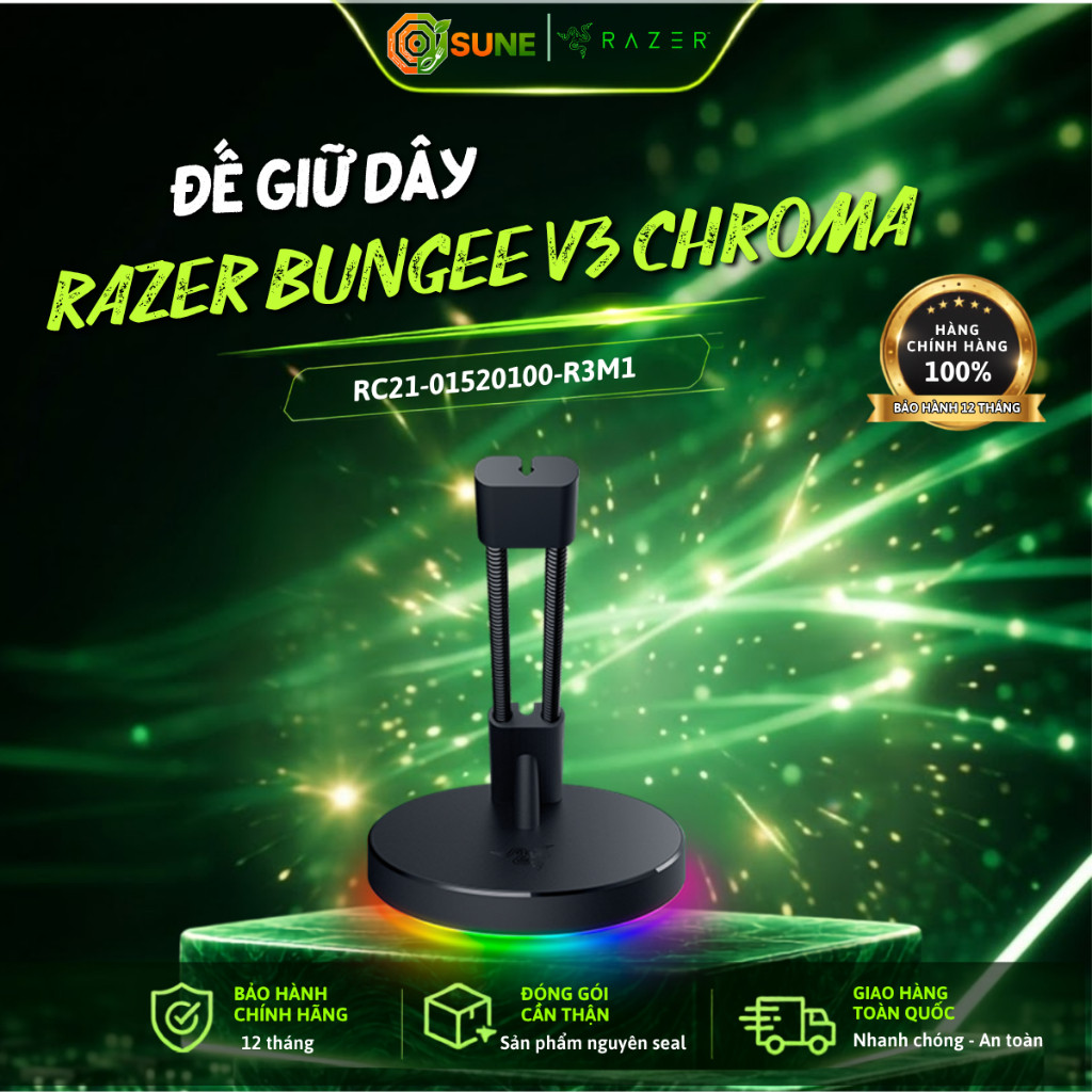 Giá giữ dây chuột Razer Mouse Bungee V3 Chroma tích hợp đèn LED gầm Chroma RGB Sune