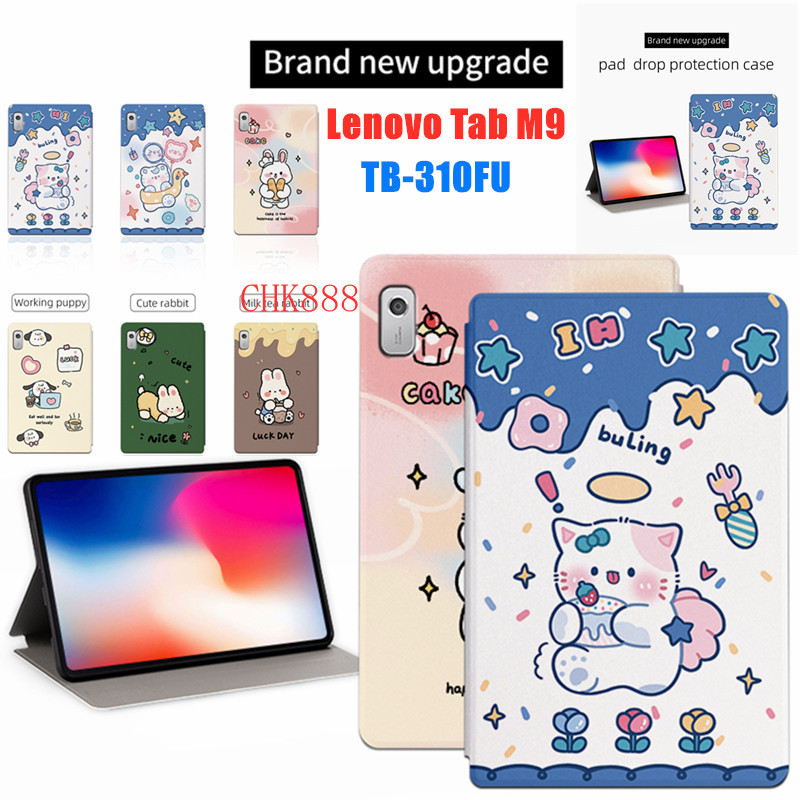 Ốp Lưng Cho Lenovo Tab M9 Ốp Lưng TB-310FU 9 inch 2023 Flip Stand Họa Tiết Dễ Thương Ốp Lưng Da PU M