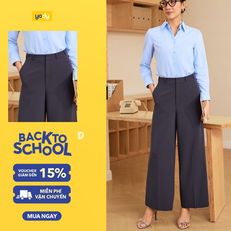 [BST EASY OFFICE] Quần Âu Nữ YODY wide leg essential WOTR26A010