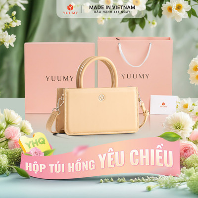 Bộ hộp quà YUUMY (Túi đeo chéo nữ YUUMY YN288 + Hộp quà YHQ2 + Túi giấy YTG2 + Túi rút BVR3838 + Thiệp cảm ơn YBT1)