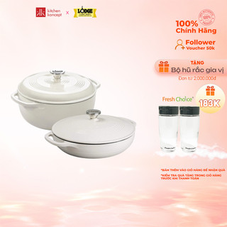 Nồi gang phủ men lodge màu trắng - 3.4l/5.6l