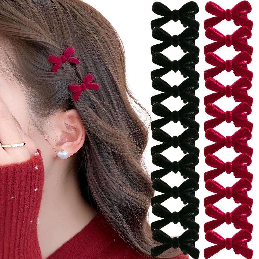 20 Chiếc Mini Tóc Nơ Cho Bé Gái Đỏ Đen Tóc Nơ Nhung Nơ Kẹp Tóc Retro Nơ Kẹp Tóc Nơ Kẹp Nơ Tóc Nhỏ Nơ