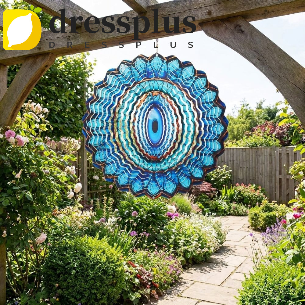DRESSPLUS Mandala Wind Spinner, Blue Eye Trang trí 3D Wind Spinner, Quà tặng chuông gió xoay bằng ki