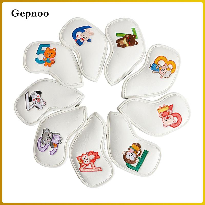 Gepnoo 9x Golf Iron Headcover Set Golf Club Head Cover Golf Cue Wedges Tay áo dành cho người mới bắt