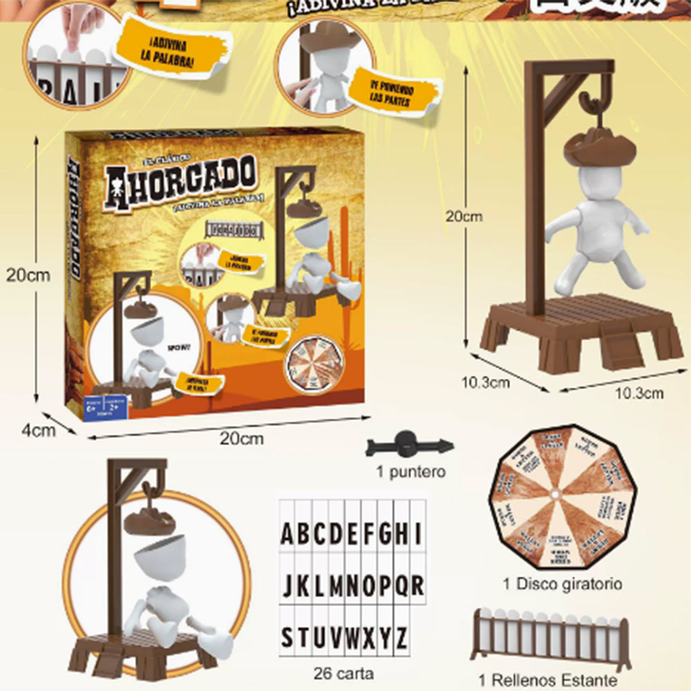 Western Themed Hangman Word Guessing Board Game Fun Interactive Puzzle Toy for Kids Adults Family Le