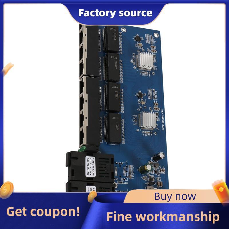 Fibra Reverse POE PCB 1000Mx 8 RJ45 1000Mx2 SC Fiber Media Converter PCBA, 3KM