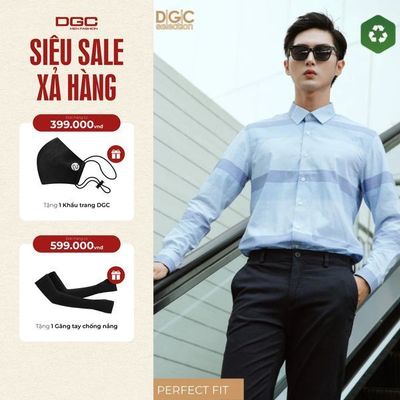 Áo Sơ Mi Nam Dài Tay DGC Dáng Ôm Perfect Fit, Vải Thoáng Mát Thấm Hút Mồ Hôi - SASDBD53M-S