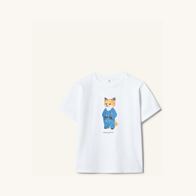 [Quà tặng Qixi] Quần áo nam và nữ Maison Kitsune dành cho cha mẹ và con cái Áo thun in hình cha mẹ v