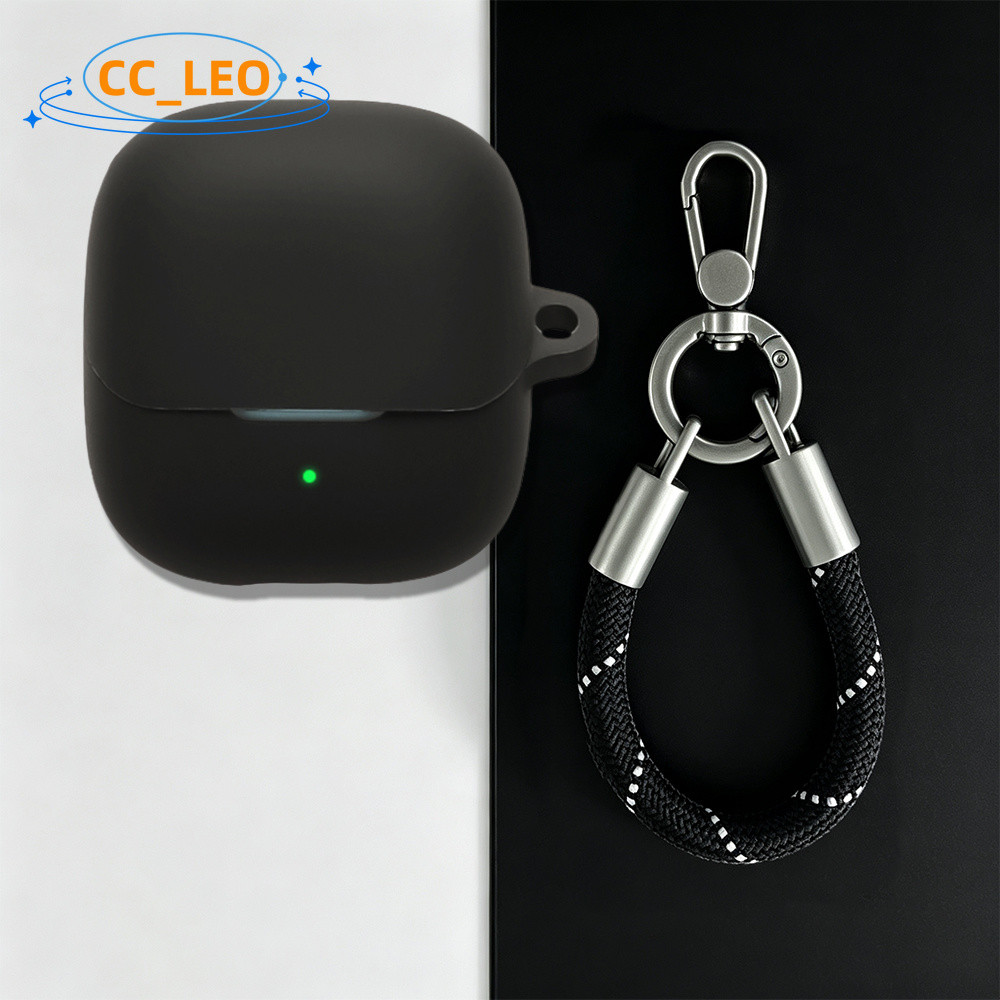 Case for Baseus Bass BS1 NC Cute Silicone Protective Case Colorful Metal Finger Ring Lanyard Pendant