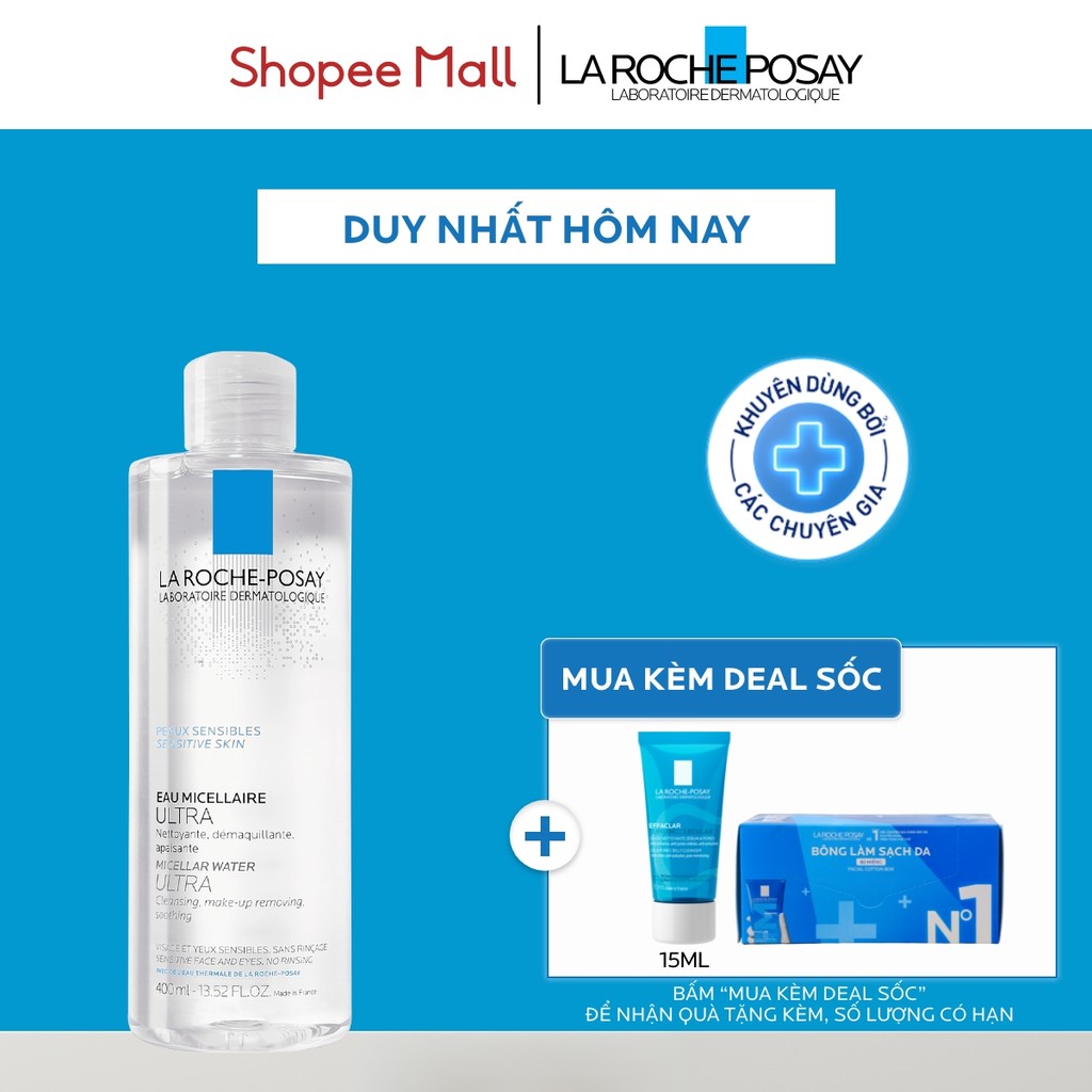 Nước tẩy trang làm sạch sâu cho da nhạy cảm La Roche-Posay Micellar Water Sensitive Skin 400ml