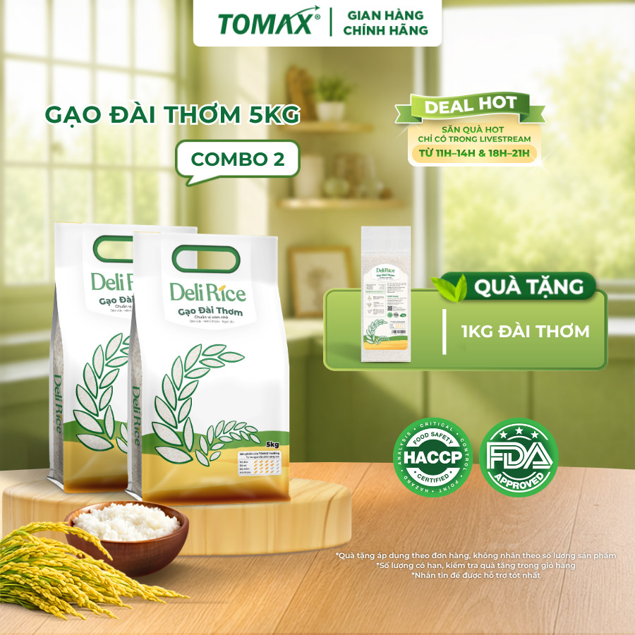 Combo 2 Túi Gạo Đài Thơm Deli Rice 5kg Dẻo Mềm, Thơm Ngon Tự Nhiên – TOMAX