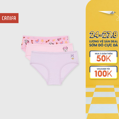 Combo 3 quần lót tam giác bé gái CANIFA mềm mại thông thoáng đạt chuẩn OEKO-TEX in Mickey 1US26A004