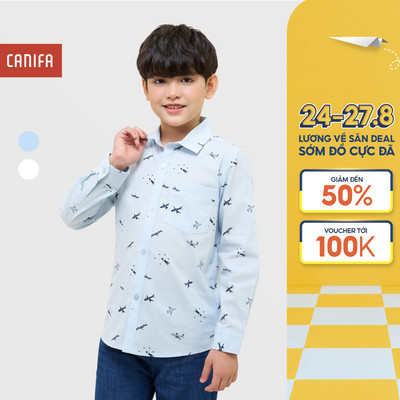 Áo sơ mi bé trai CANIFA dài tay in hoạ tiết 2TH25W001