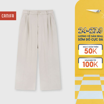 Quần dài nữ dáng suông ống rộng hai lớp CANIFA 6BP26S002