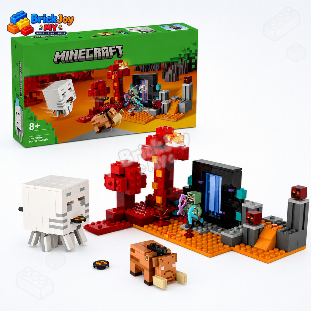 21255 The Nether Portal Bộ khối xây dựng phục kích Minecraft Nether Playset Hình Bộ mô hình Ghast Ch