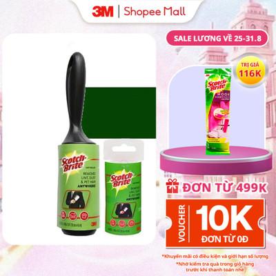 Cây lăn bụi 30 lớp + lõi thay thế 3M™ Scotch-Brite™, xé dễ dàng, không để lại keo, 10cmx4.6m, Giúp lấy sạch bụi bẩn