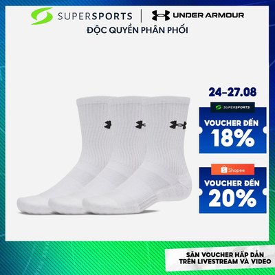 Vớ Thể Thao Under Armour Performance Cotton 3-Pack Crew - 6009685-100
