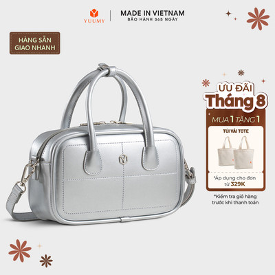 Túi Yuumy (Thời trang nữ bo góc phối chỉ nổi size 23 - Túi đeo chéo da Glossy YN303) Bagsmart