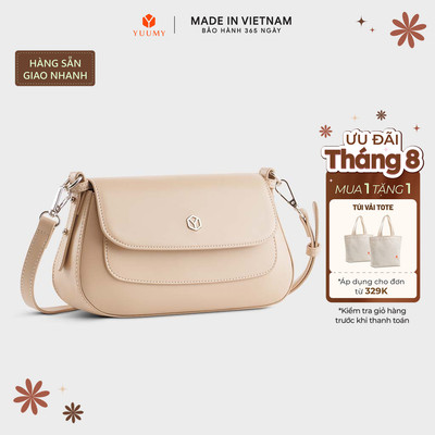 Túi Yuumy (Thời trang nữ phối nắp gập size 25 - Túi đeo chéo da Smooth YN252) Bagsmart