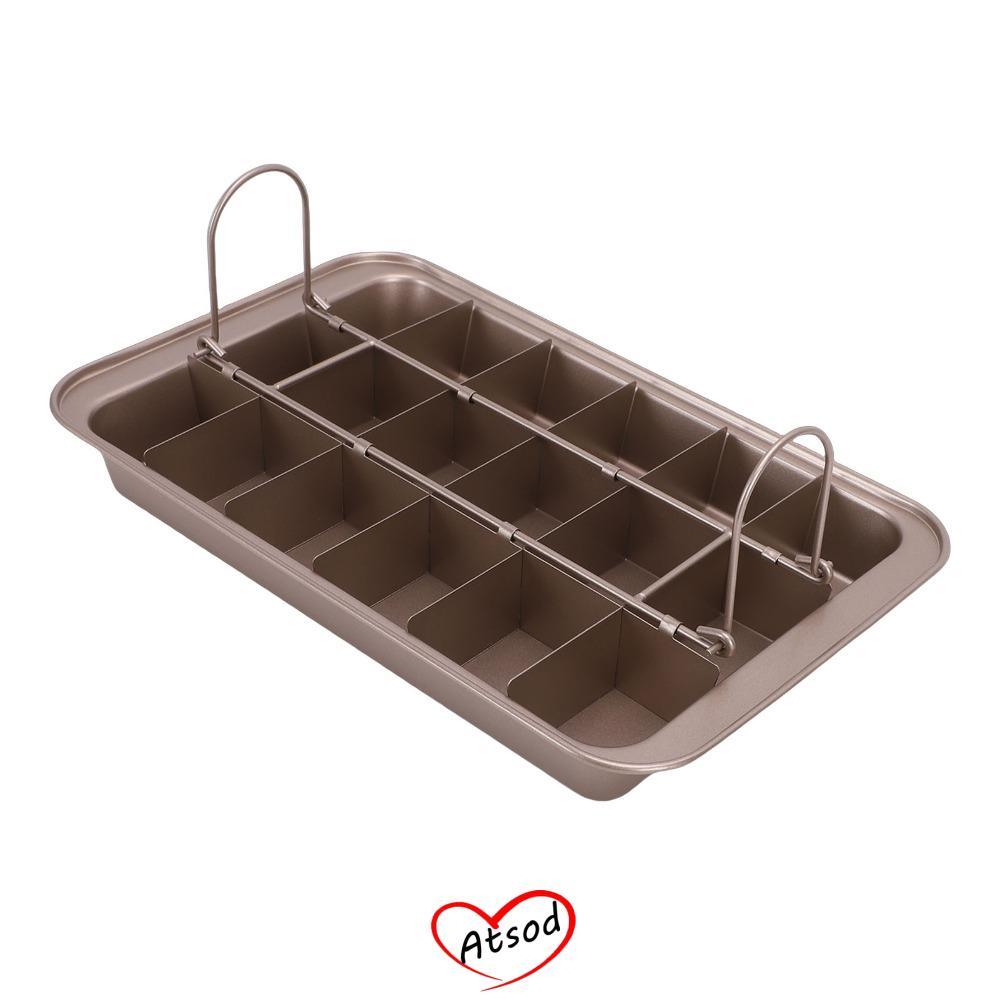 ATSOD Brownie Chảo có ngăn chia, Chảo nướng bánh Brownie 18 khe cắm, Tay cầm cầm cố định bằng thép C