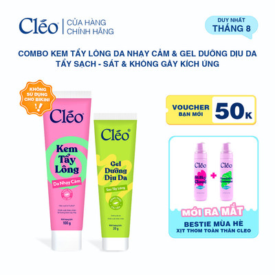 [LIVE] Combo Kem Tẩy Lông Nách, Tẩy Lông Tay Chân Cleo 100g & Gel dưỡng dịu da 20g