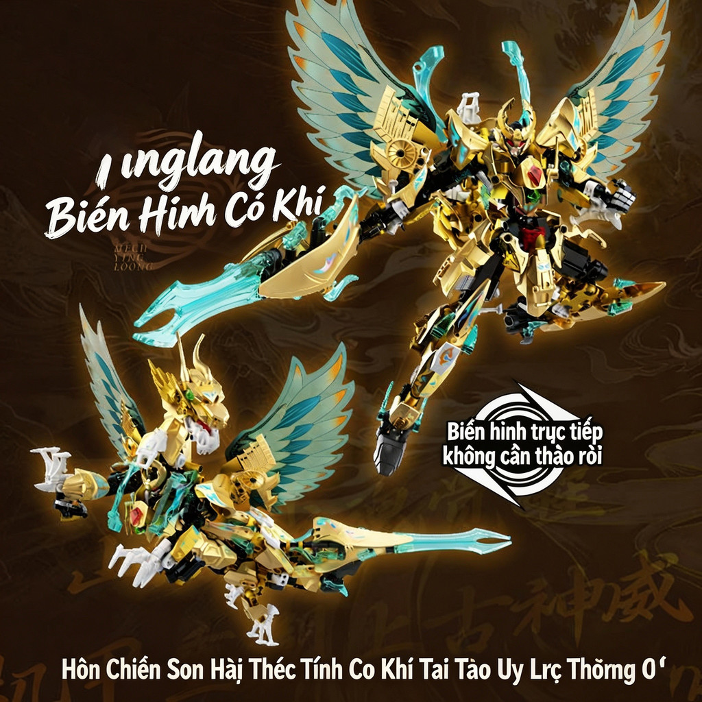 F5 khối xây dựng Sơn Hải Kinh thần thú máy biến ứng long câu đố lắp ráp đồ chơi biến hình máy bay hì