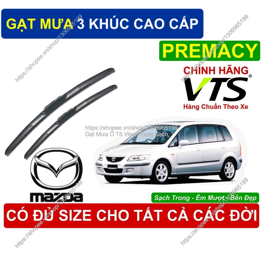 Gạt Mưa 3 Khúc Cao Cấp, Gạt Mưa VTS Kính Lái Mazda Premacy, Cặp Gạt M.ưa Kính Lái Mazda Premacy,  Ma