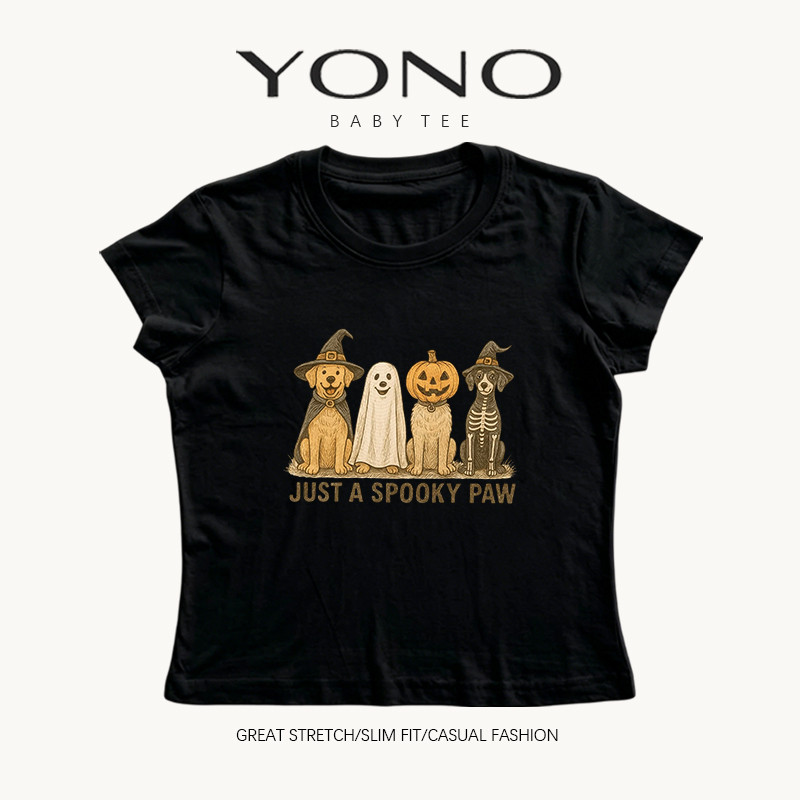 Áo thun nữ YONO Baby Tee Slim Fit Just a Spooky Paw Dog Halloween
