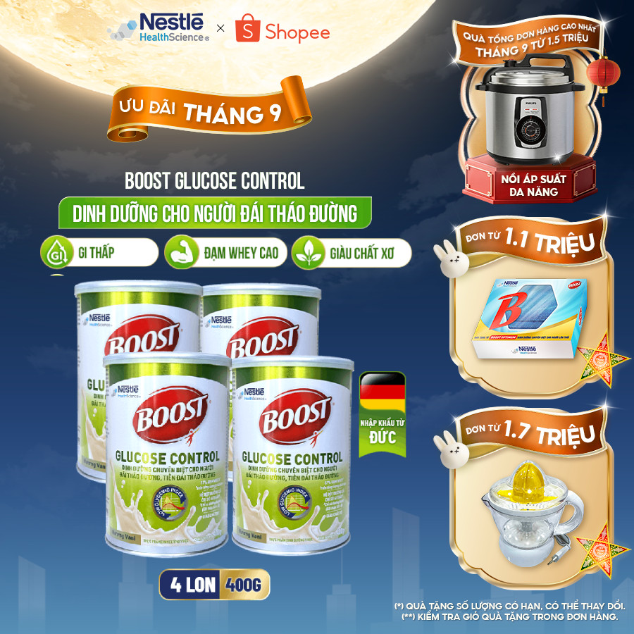 Bộ 4 Sữa Bột NESTLÉ BOOST GLUCOSE CONTROL Đức Bổ Sung Dinh Dưỡng Người Tiểu Đường 400G