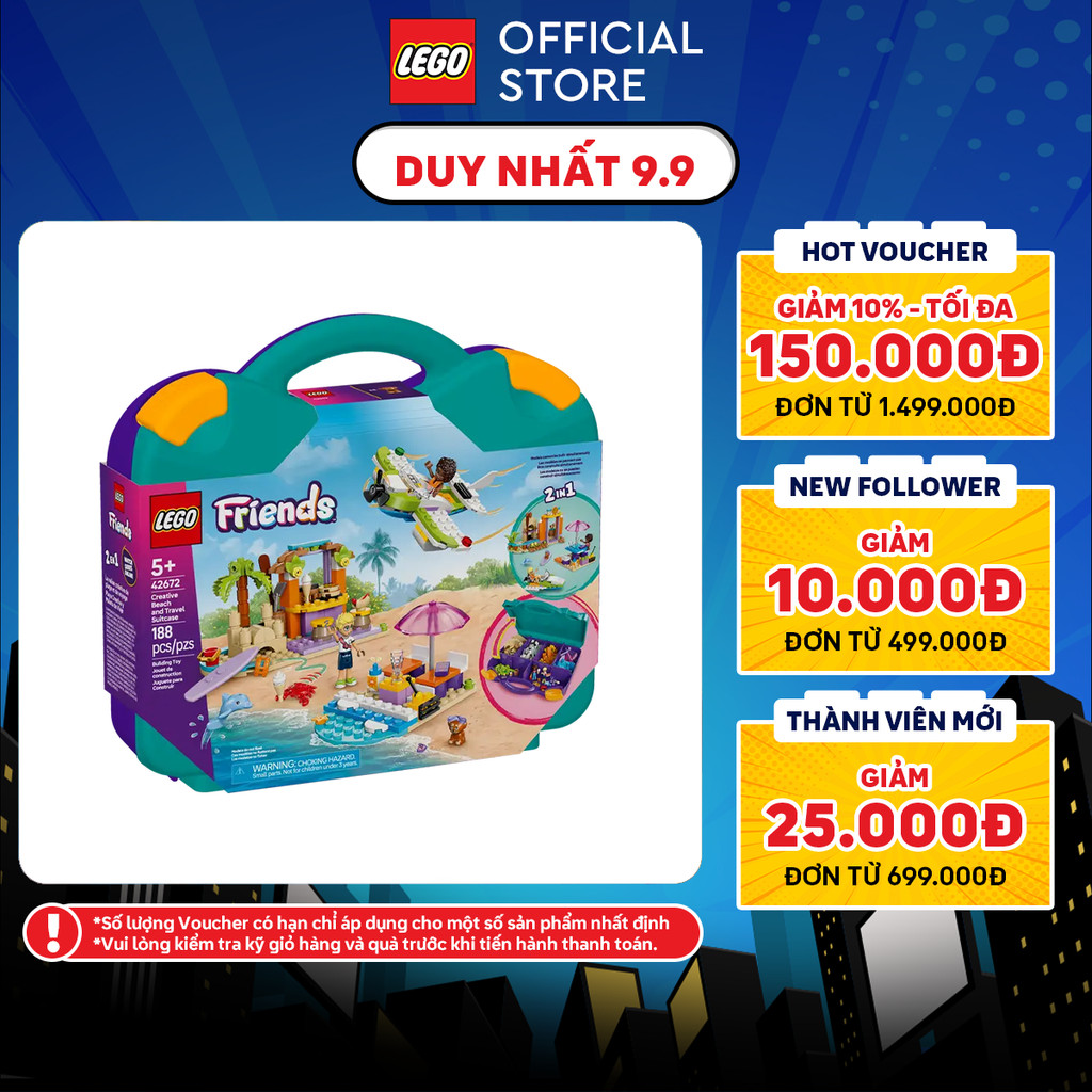 LEGO FRIENDS 42672 Đồ Chơi Lắp Ráp Vali Du Lịch Biển Sáng Tạo (188 chi tiết)