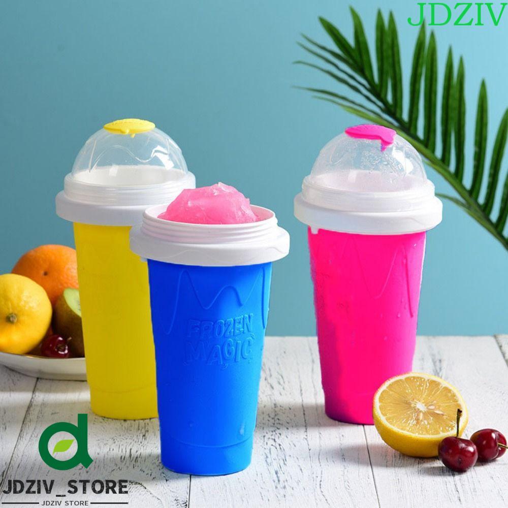 JDZIV DIY Juice Water Bottle, Cốc bóp sinh tố silicon đông lạnh nhanh, Sáng tạo có nắp Công suất lớn