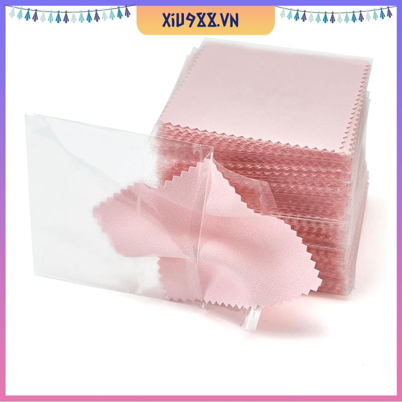 [xiu988.vn] 100 Chiếc Vải Vệ Sinh Trang Sức, Vải Đánh Bóng Chuyên Nghiệp Bọc Riêng, Vải Đánh Bóng Bạc Hồng 3.15X3.15in