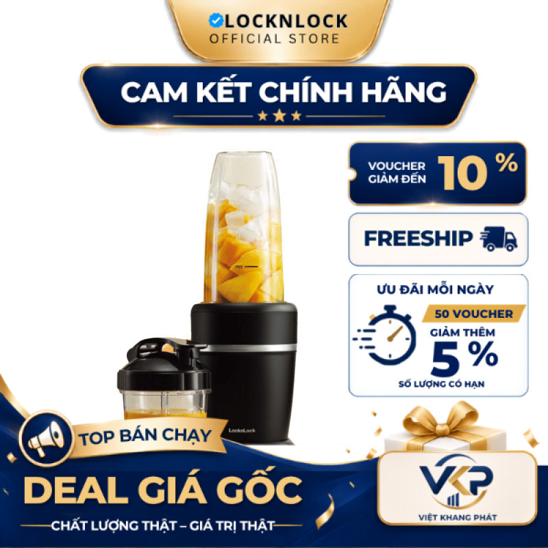 Máy xay sinh tố LocknLock Blender xay đá chống trượt 2 bình đựng 950ml và 500ml EJM452BLK - SHOP VKP